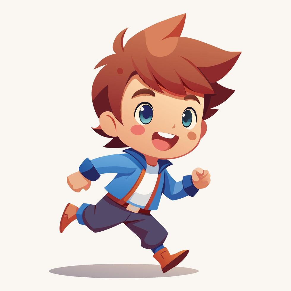 cartoon boy running, white background illustration vector