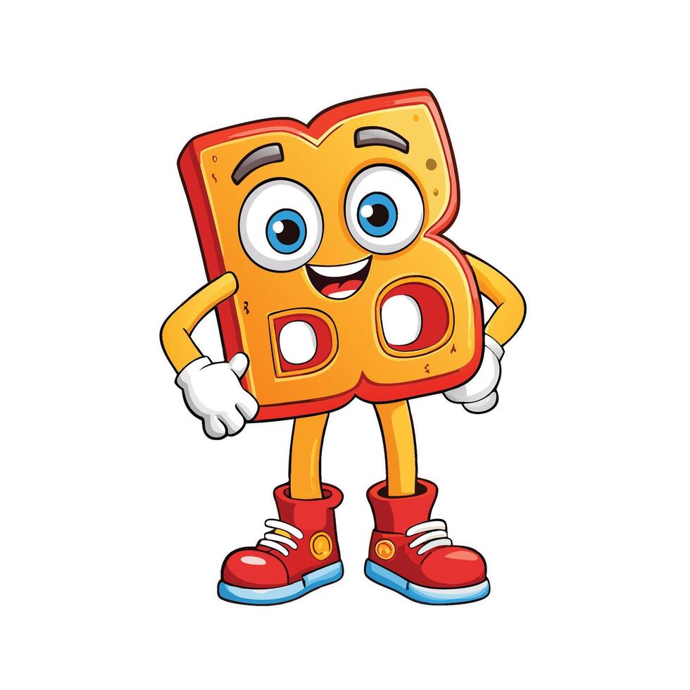 a cartoon character of the letter b with shoes and shoes vector