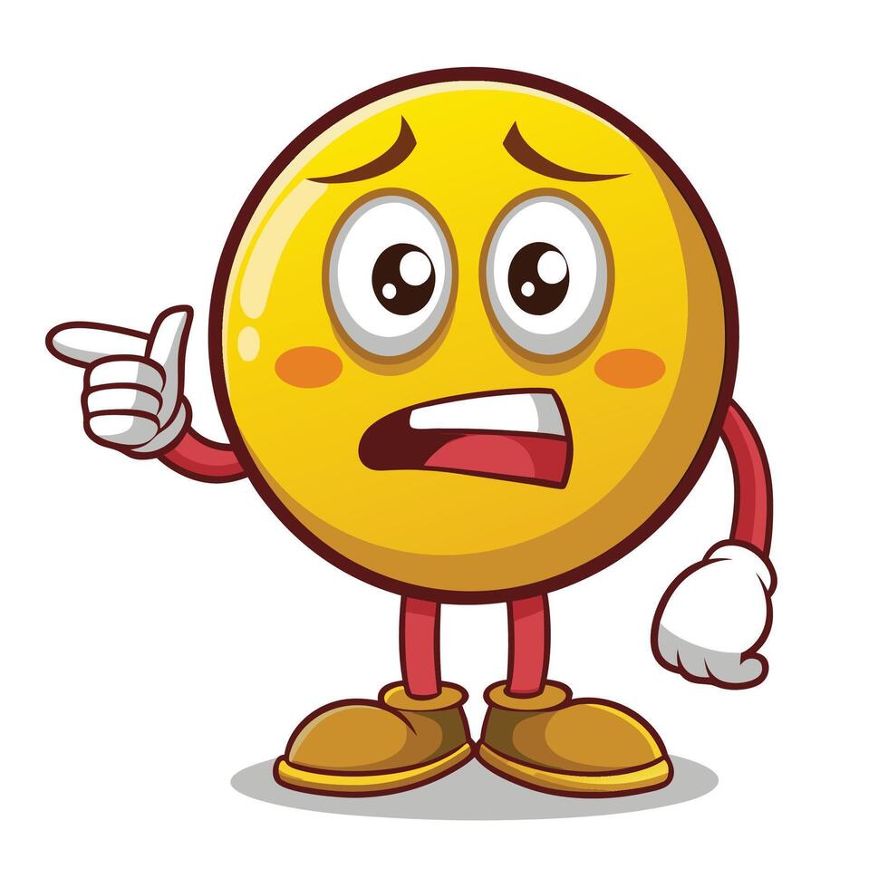 emoticon character with sad face and pointing finger vector
