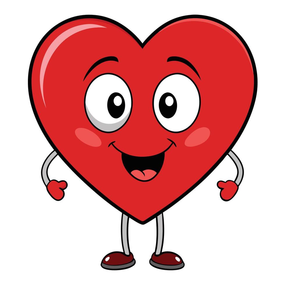 a cartoon heart character with arms and legs vector