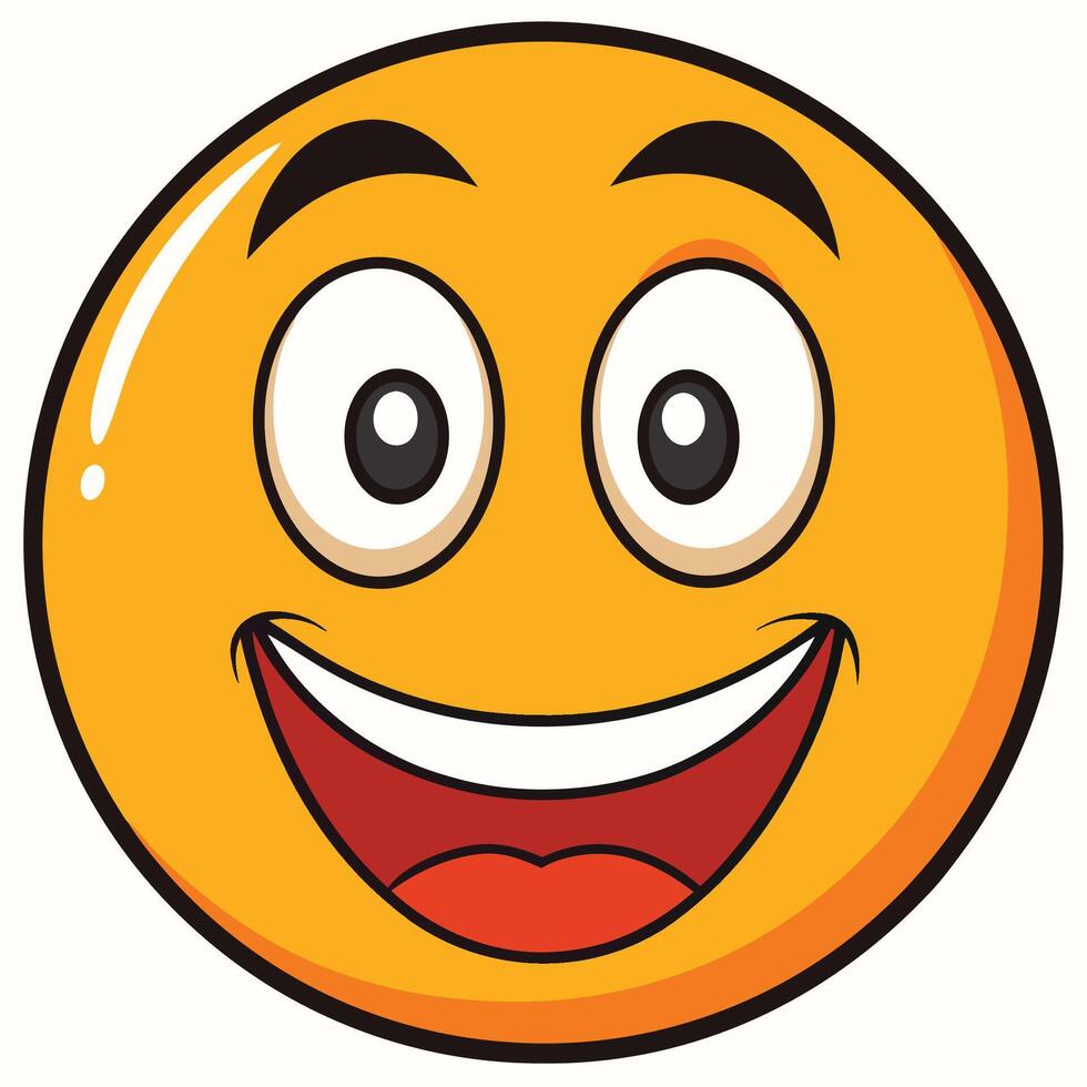 a cartoon smiley face white background with a big smile, vector