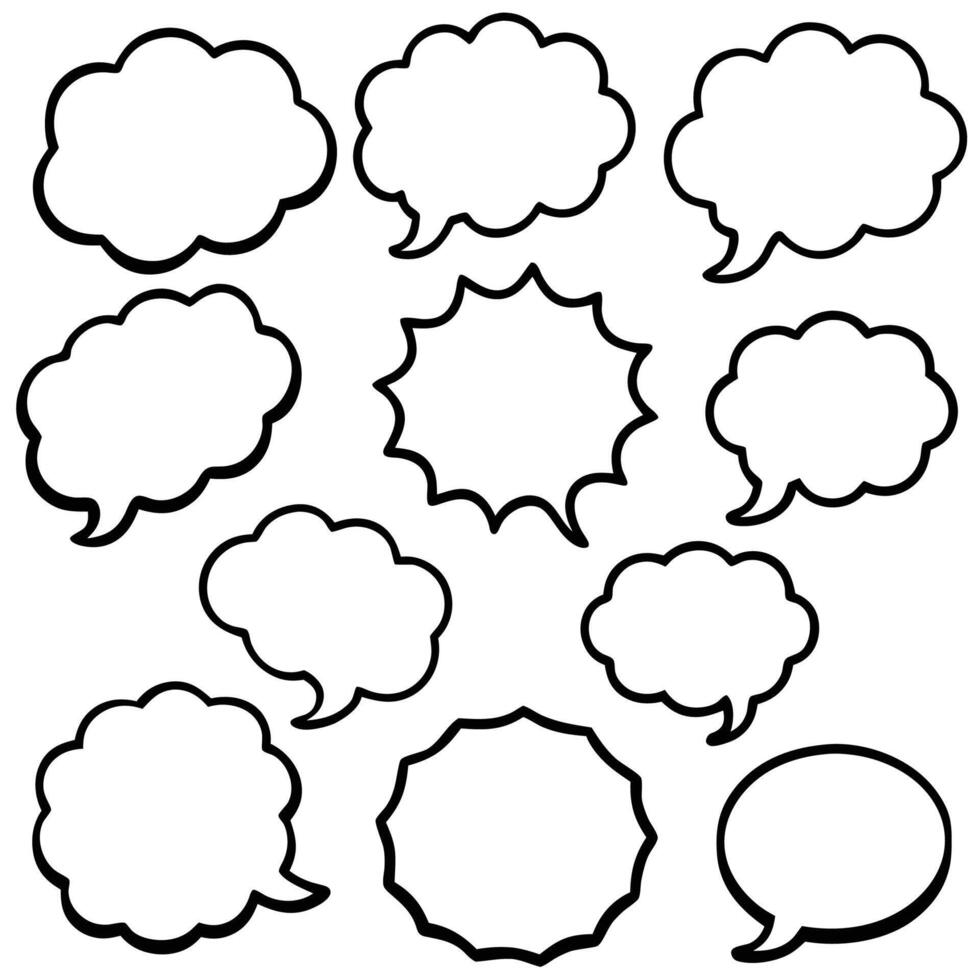 a set of speech bubbles with shapes white background vector