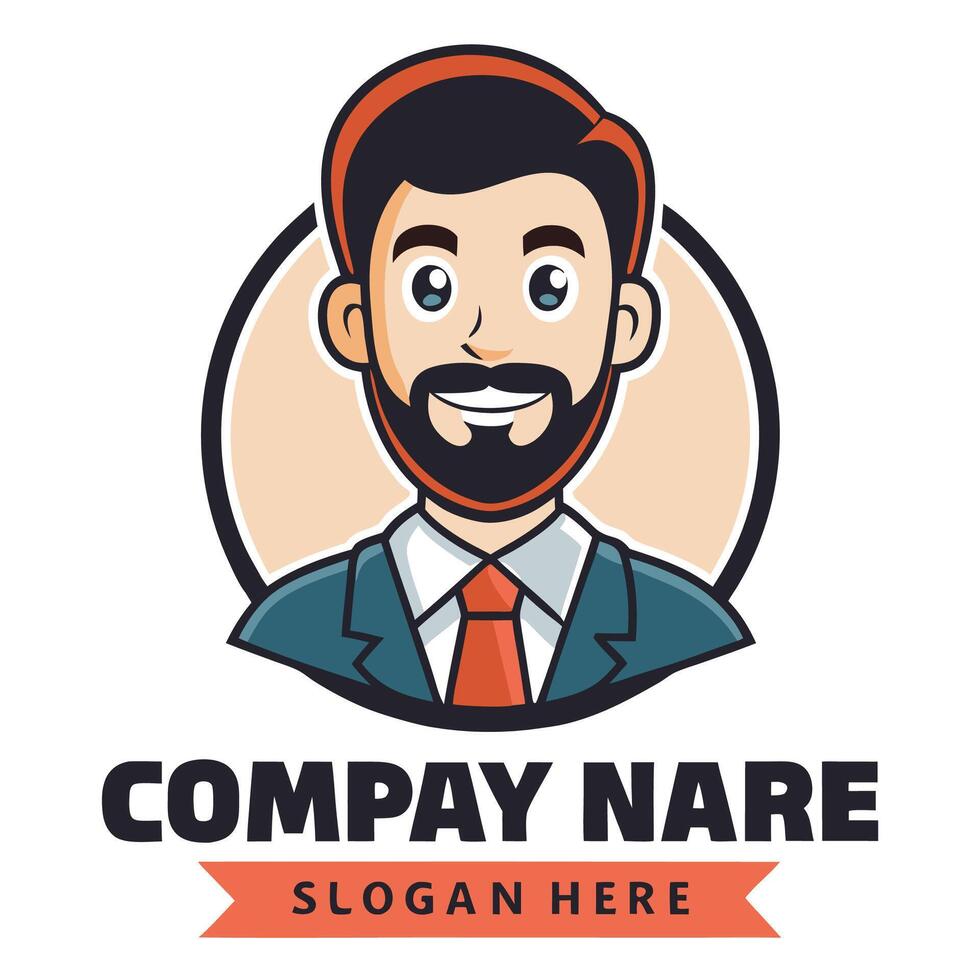 a man with a beard and tie is wearing a company, vector