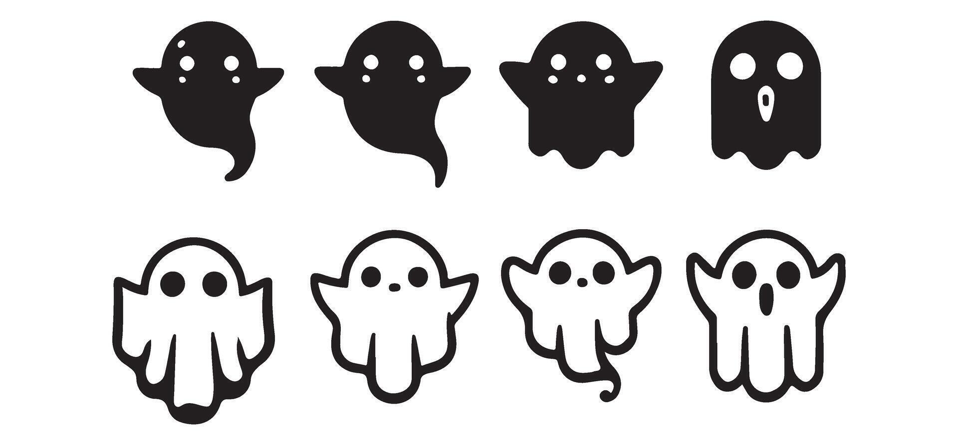 Adorable Halloween Ghost Illustrations Set vector