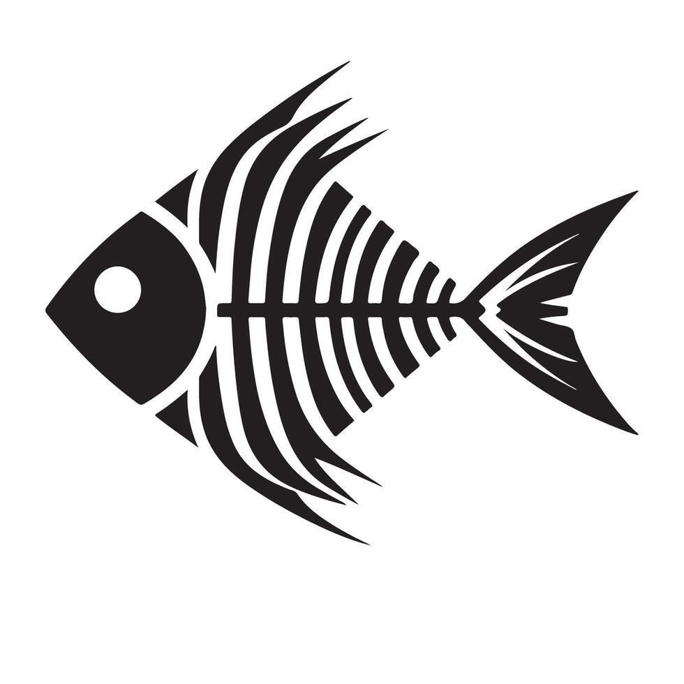 Fish Skeleton Silhouette Design Illustration vector