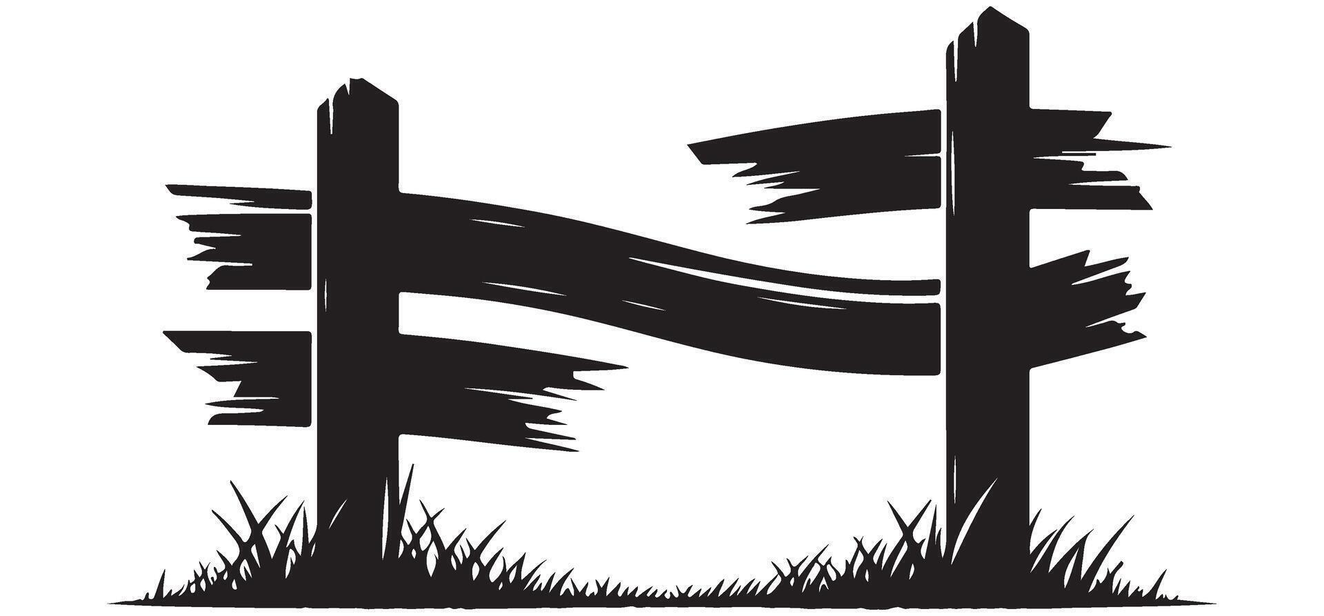 Distressed Wooden Fence Silhouette Design vector
