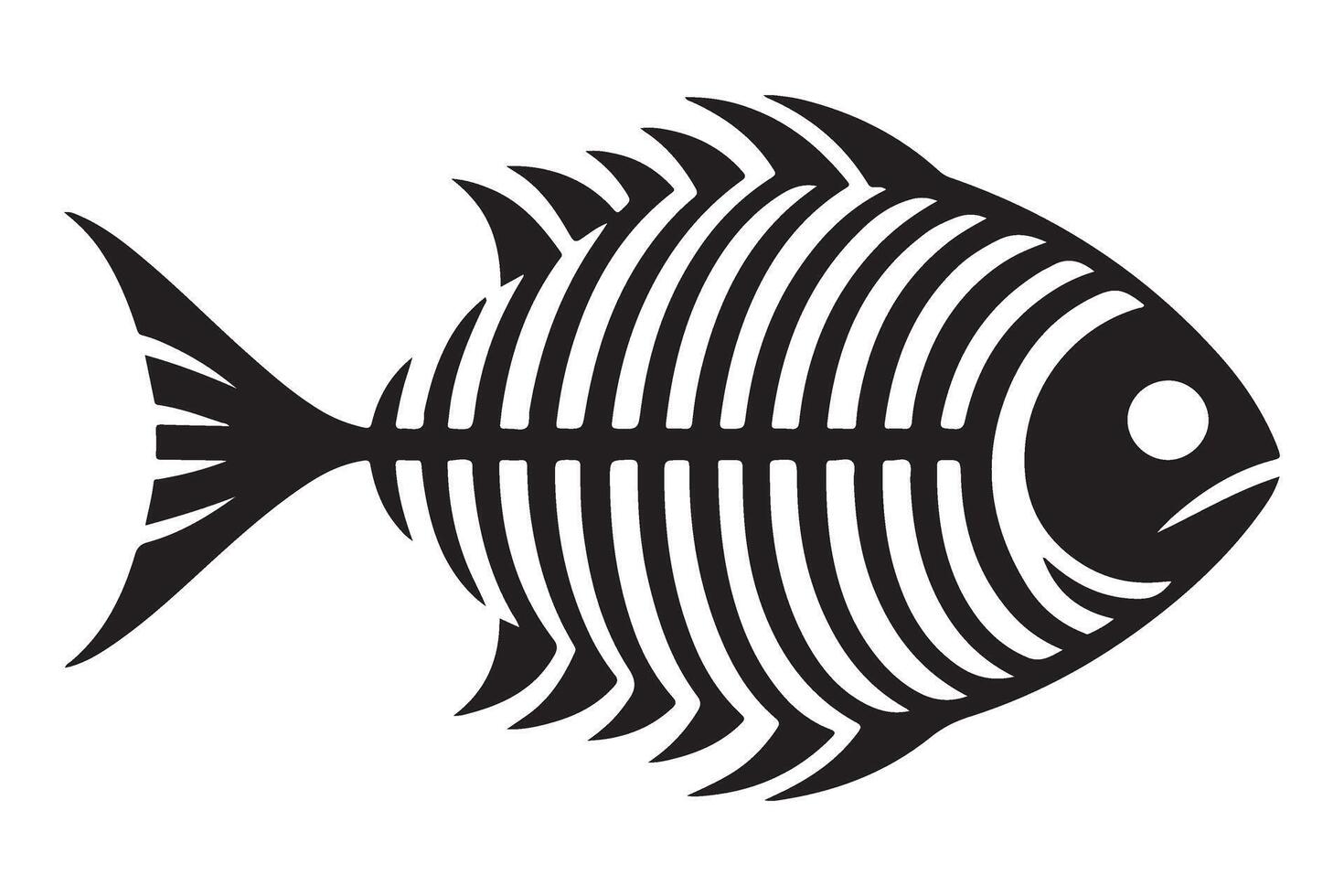 Detailed Fish Bone Silhouette Illustration vector