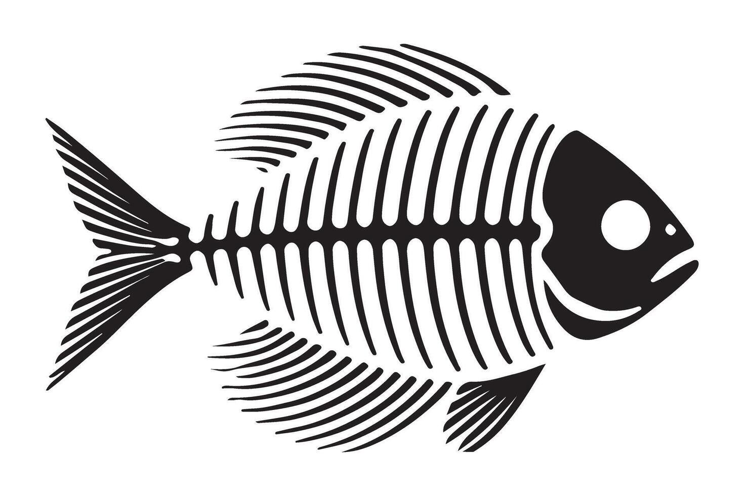 Fish Skeleton Silhouette Illustration Design vector