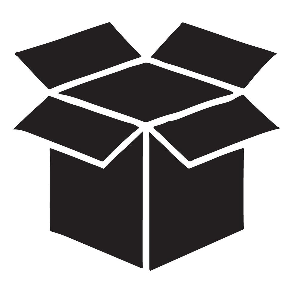 Open Cardboard Box Silhouette Illustration vector