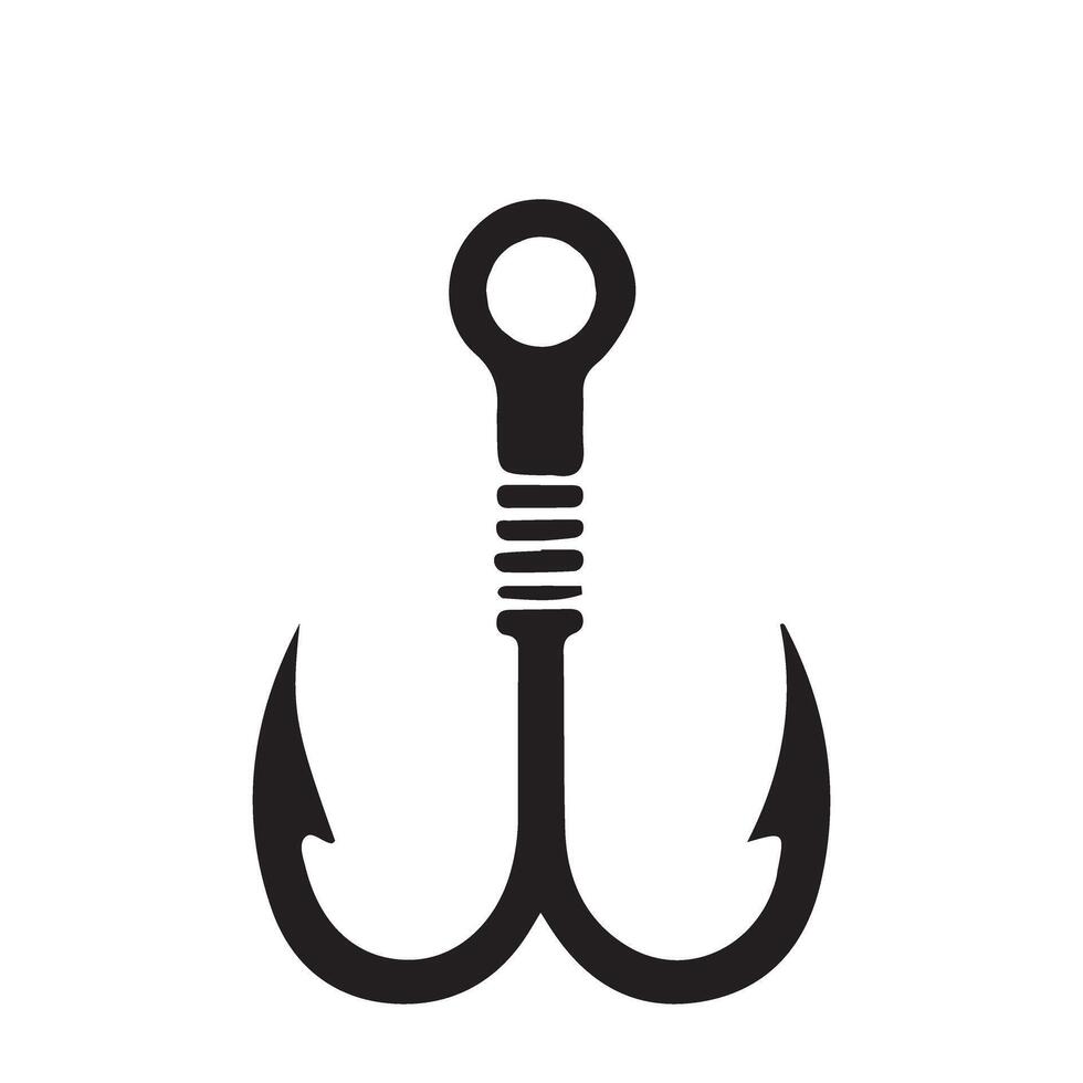 Double Hook Silhouette for Fishing Designs vector