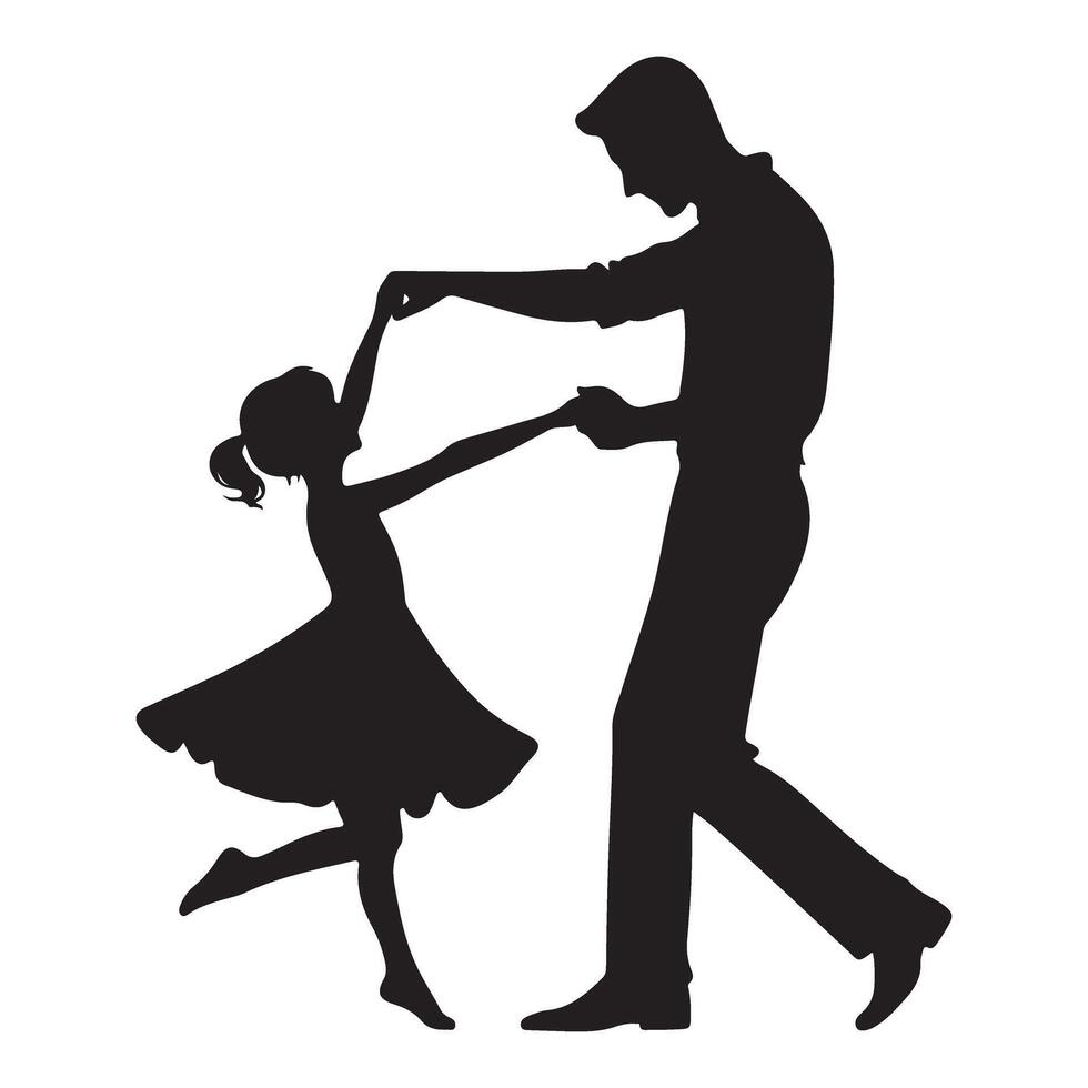 Silhouette of Father and Daughter in a Waltz vector