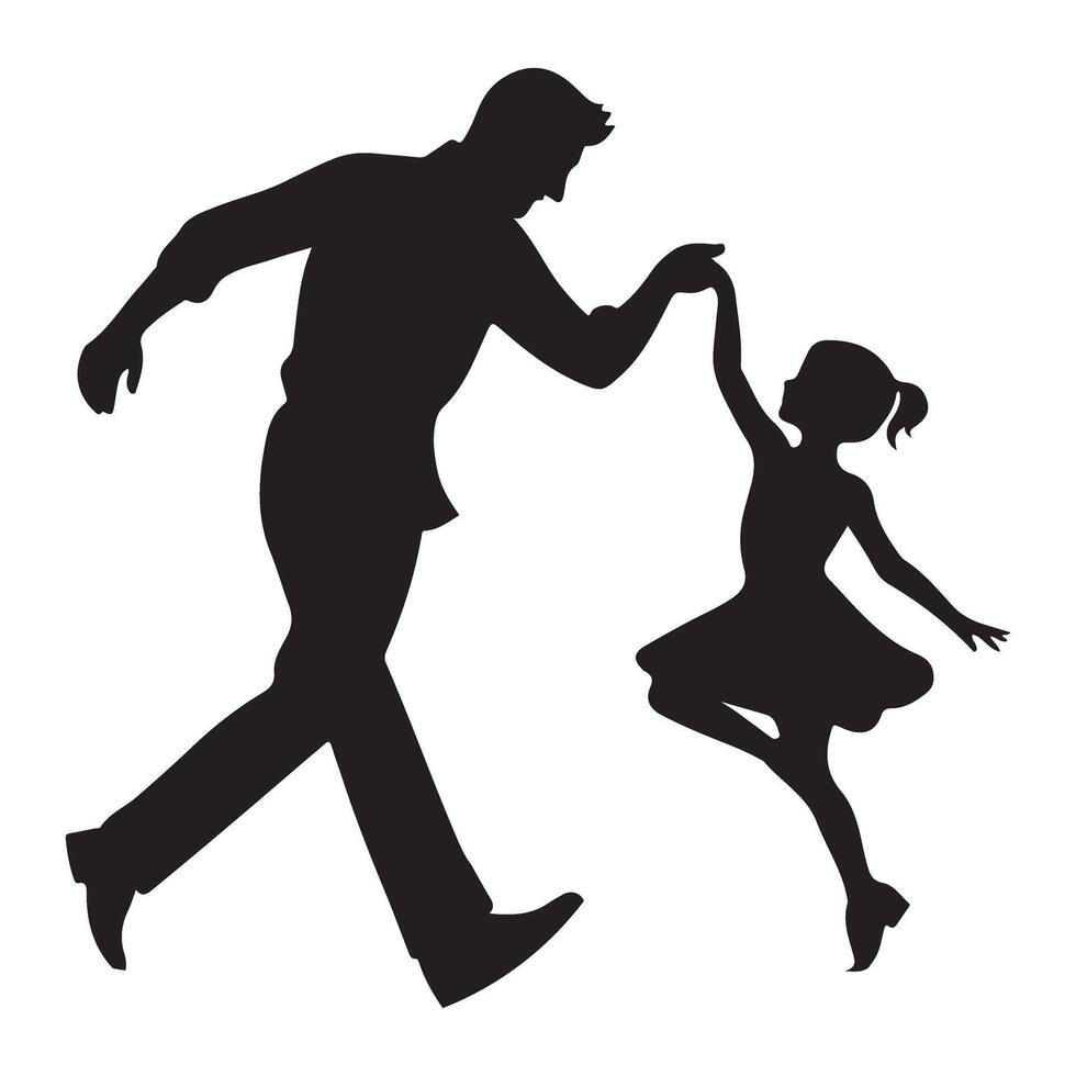 Silhouette of Father and Daughter Joyful Dance vector