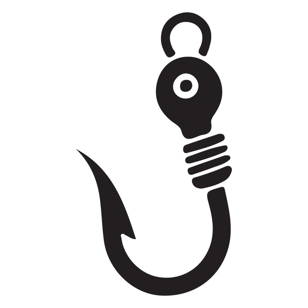 Single Fishing Hook with Weighted Eyelet Icon vector