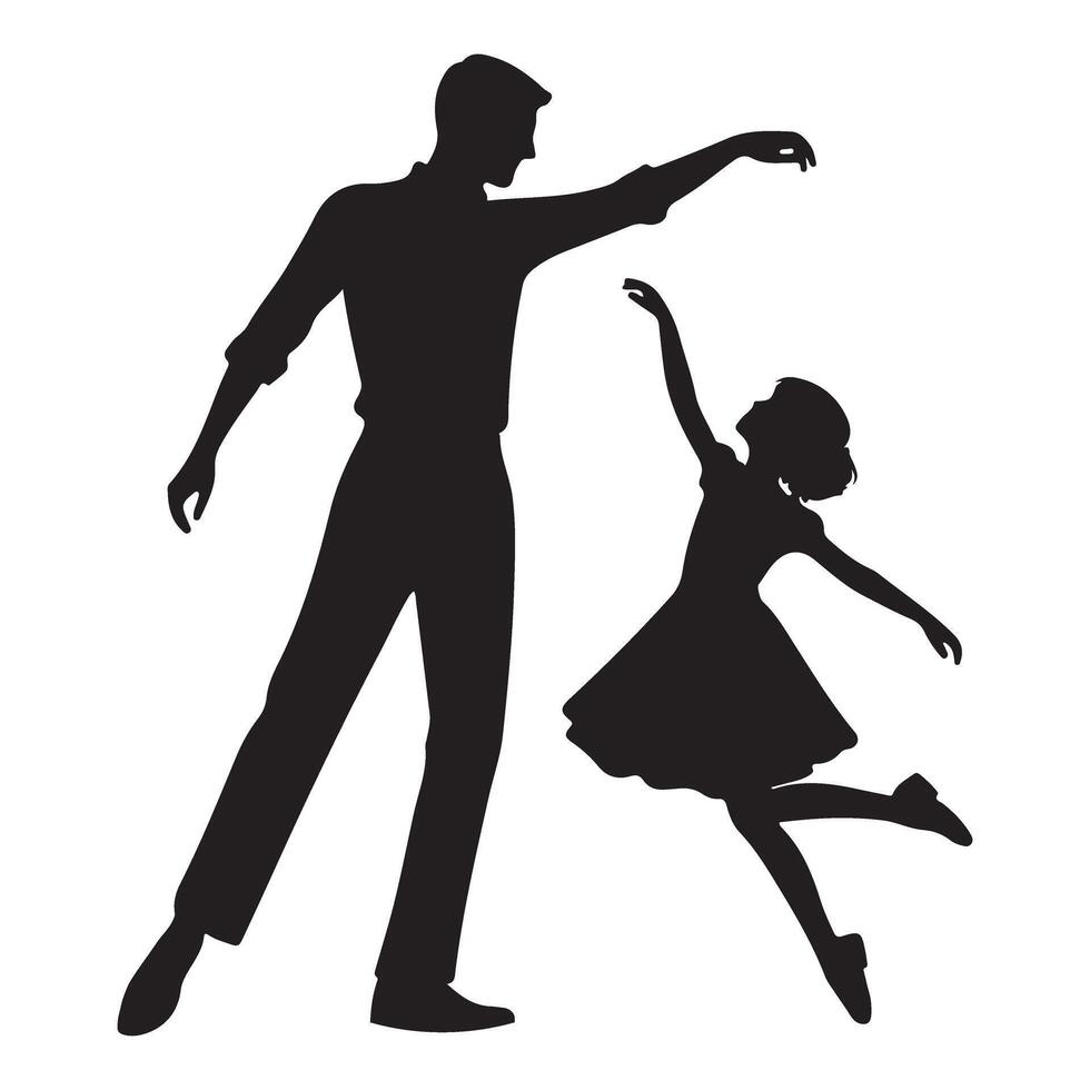 Silhouette of Father and Daughter Graceful Dance vector