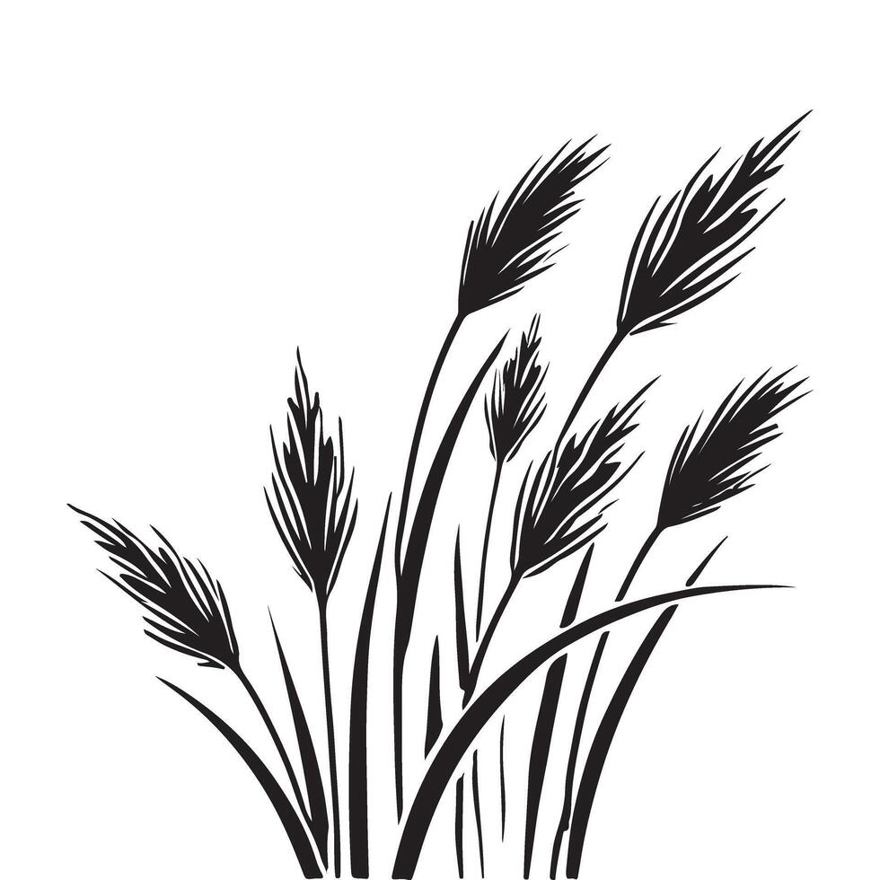 Silhouette Illustration of Tall Grass in the Wind vector