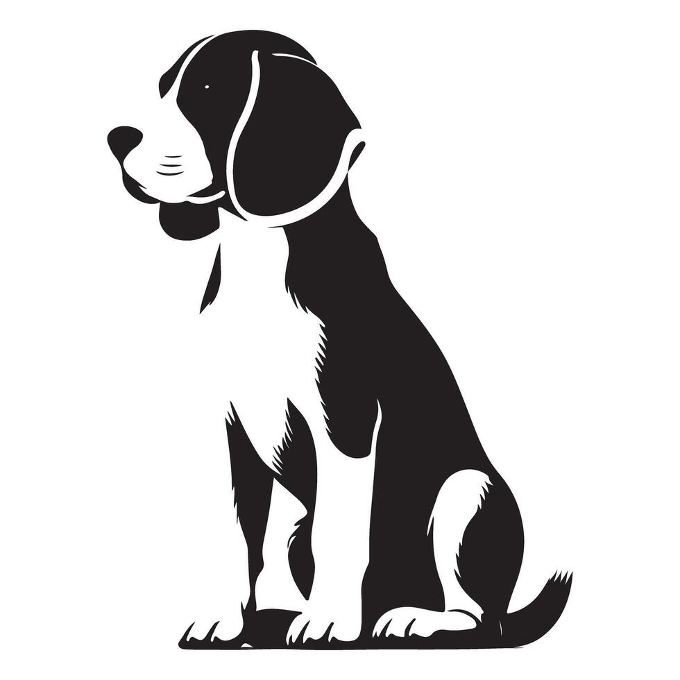 Beagle Dog Silhouette Sitting Calmly Illustration vector