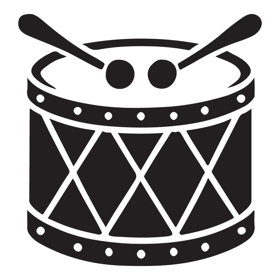 Silhouette Illustration of a Simple Drum with Drumsticks vector