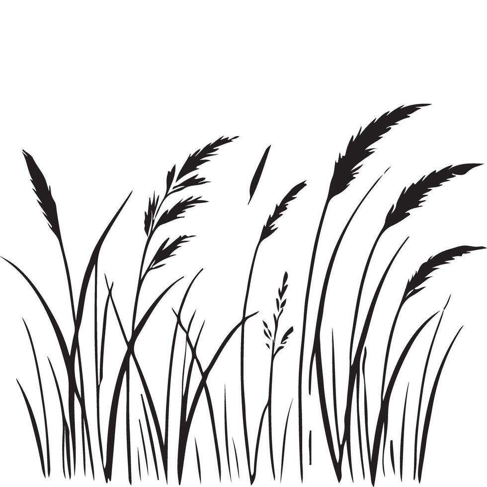 Silhouette Illustration of Lush Grass Meadow vector