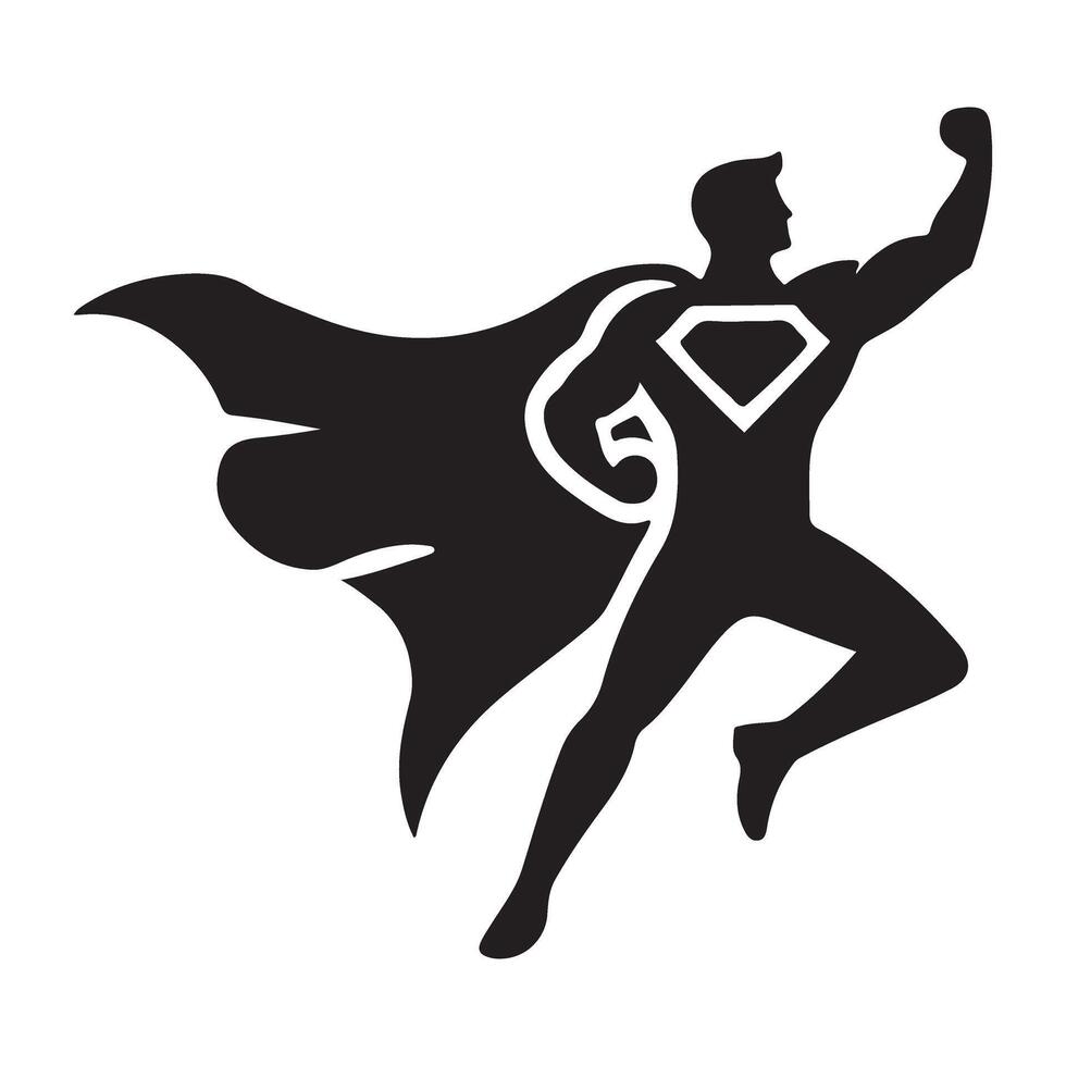Dynamic Superhero Silhouette in Flight Illustration vector