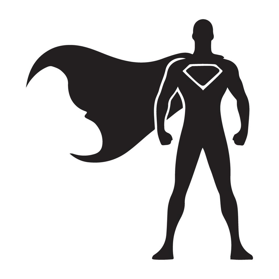 Powerful Superhero Silhouette Standing Strong Illustration vector