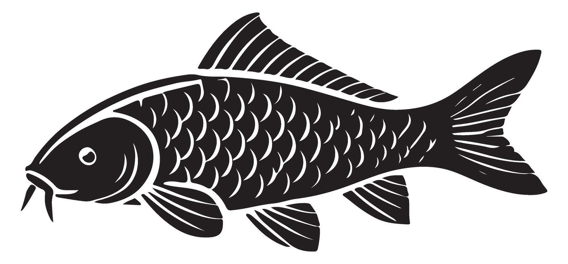 Koi Fish Silhouette Detailed Illustration vector
