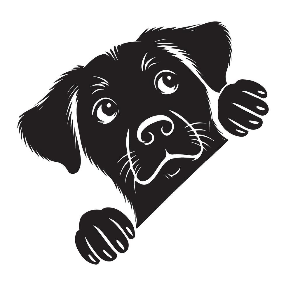 Curious Labrador Retriever Silhouette Peeking Dog Illustration vector