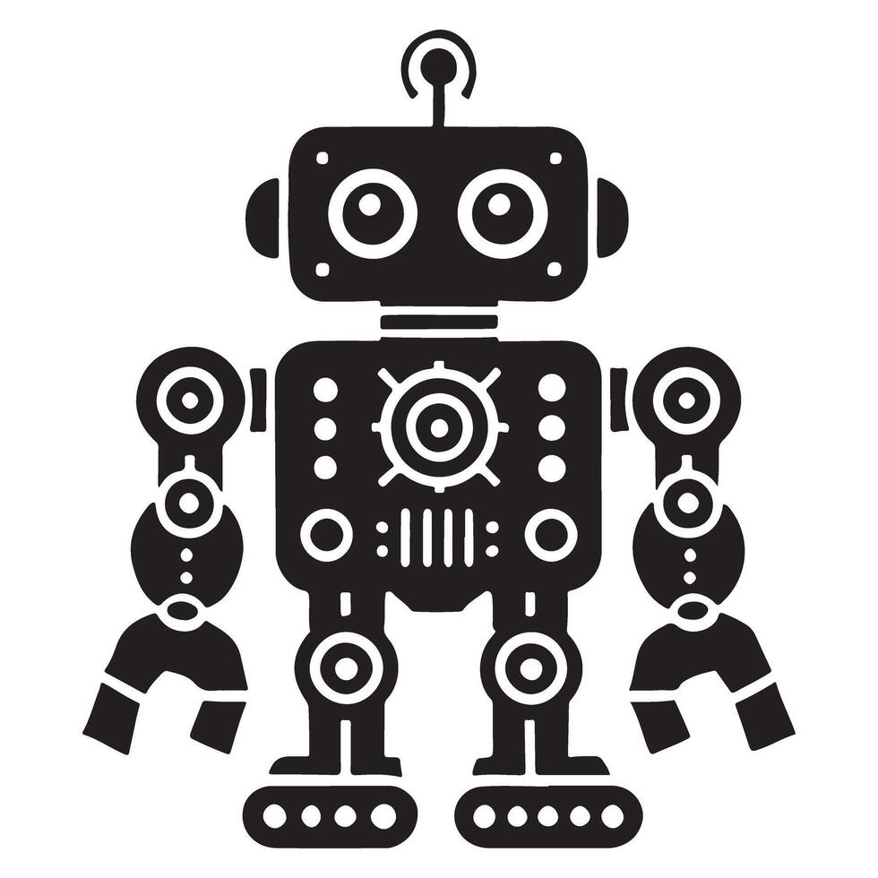 Vintage Robot Silhouette design Illustration vector