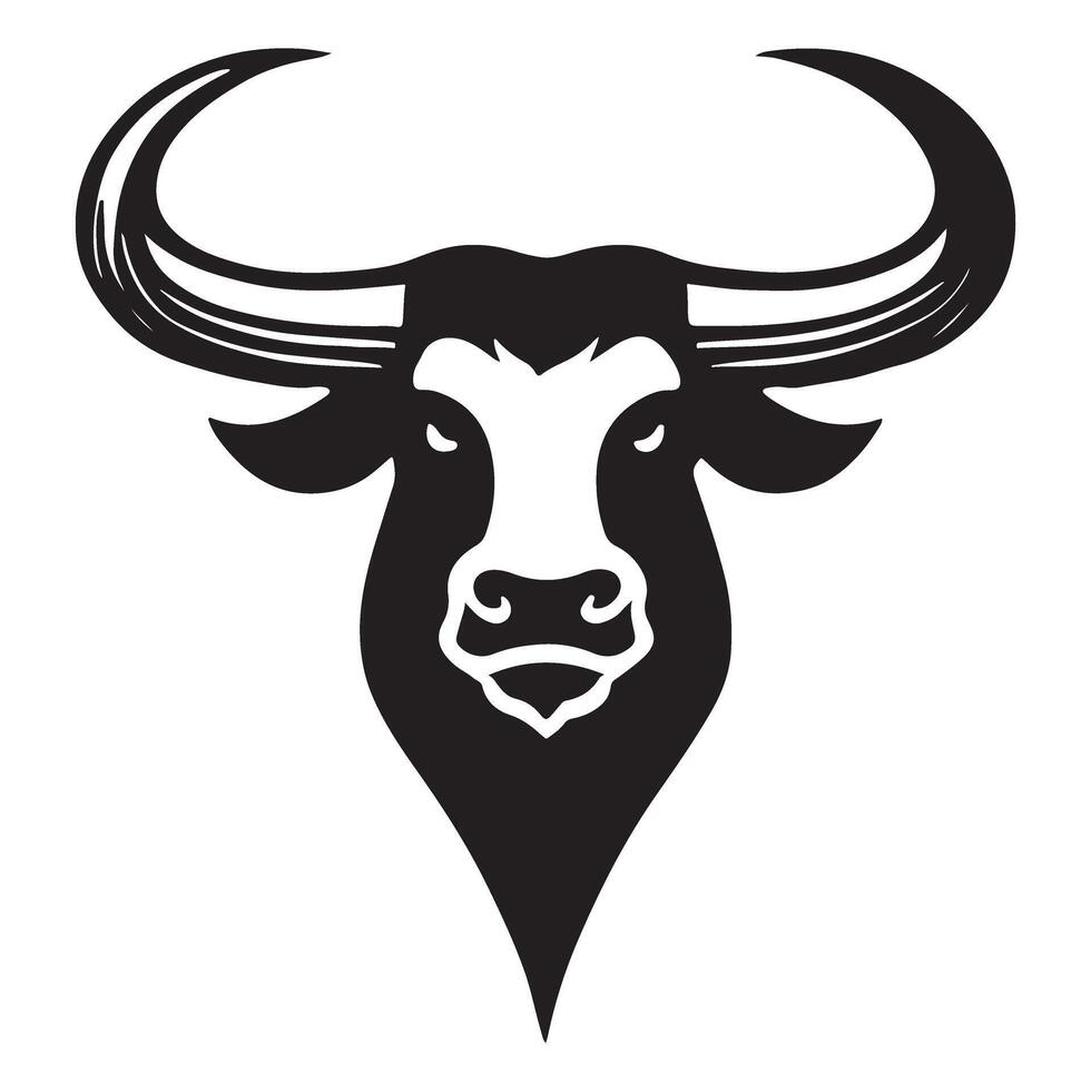 Bold Silhouette of a Bull Head vector