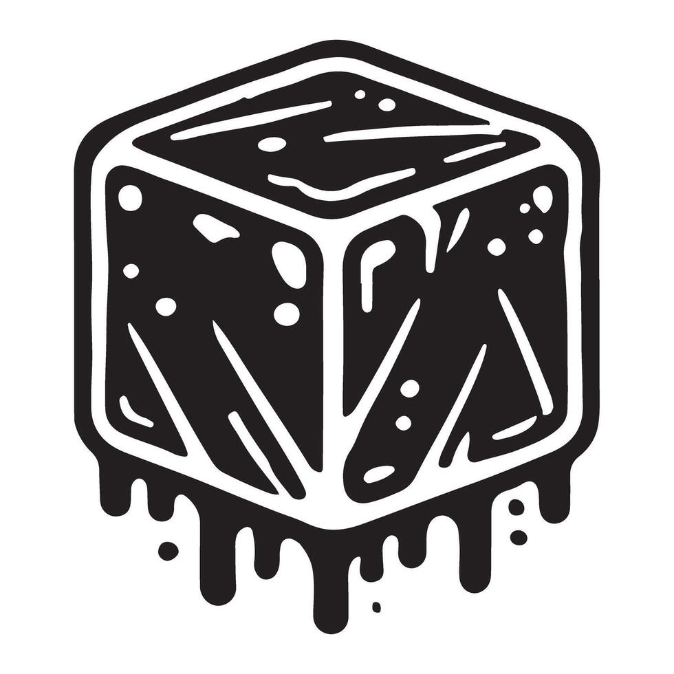 Melting Ice Cube Silhouette Illustration vector