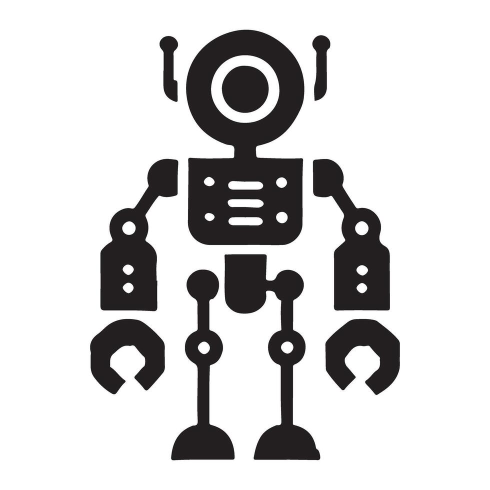Simple Silhouette of a Retro Robot vector
