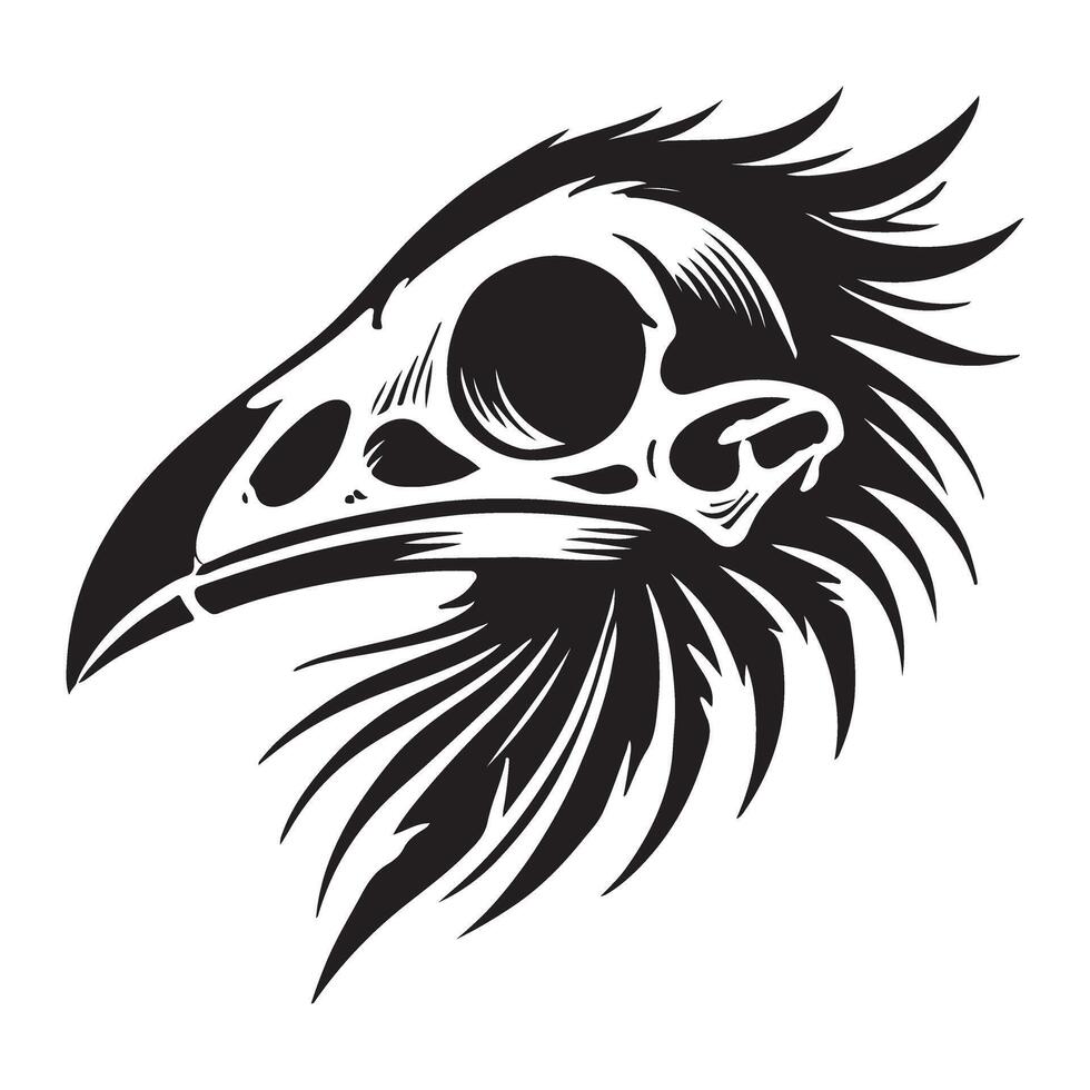 Mysterious Raven Skull Silhouette Illustration vector