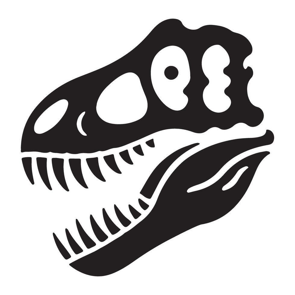 Terrifying Tyrannosaurus Rex Skull Silhouette Illustration vector