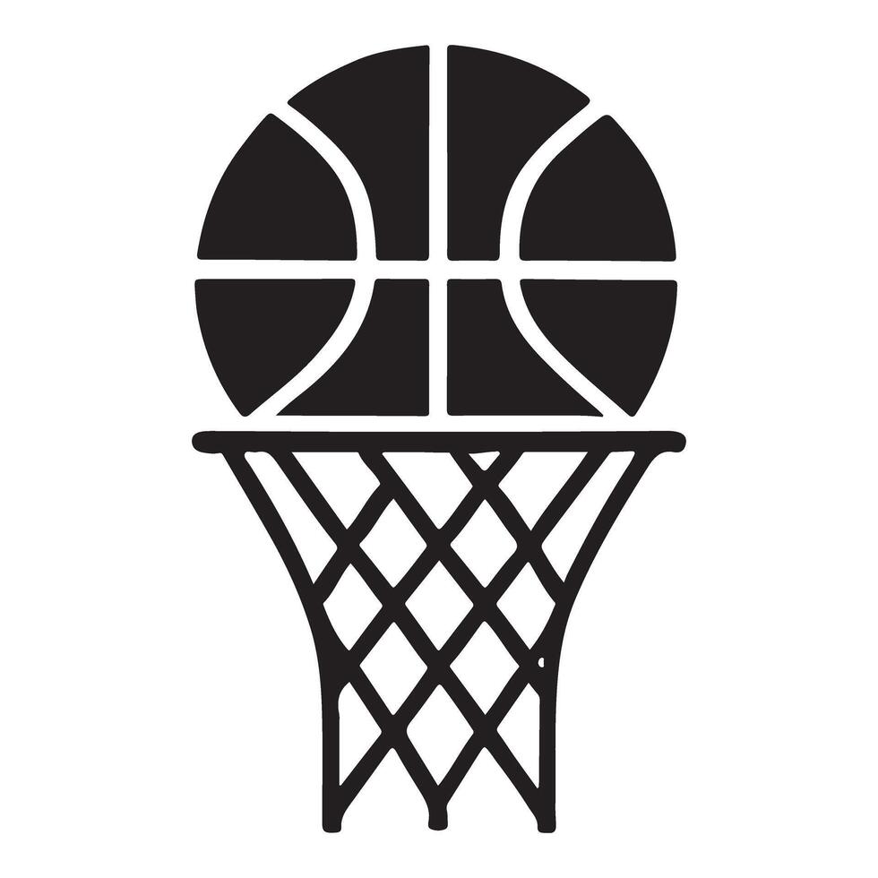 Basketball and Hoop Silhouette Illustration vector