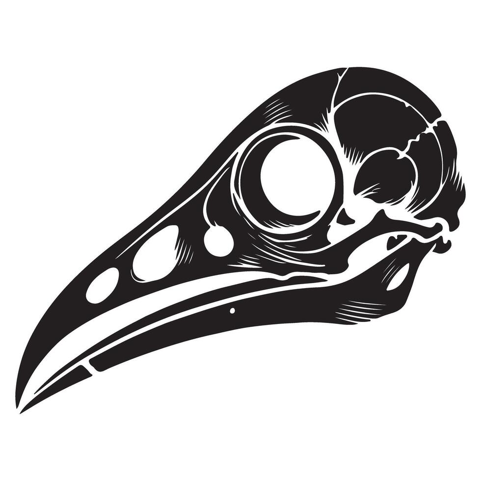 Black Silhouette of a Bird Skull vector
