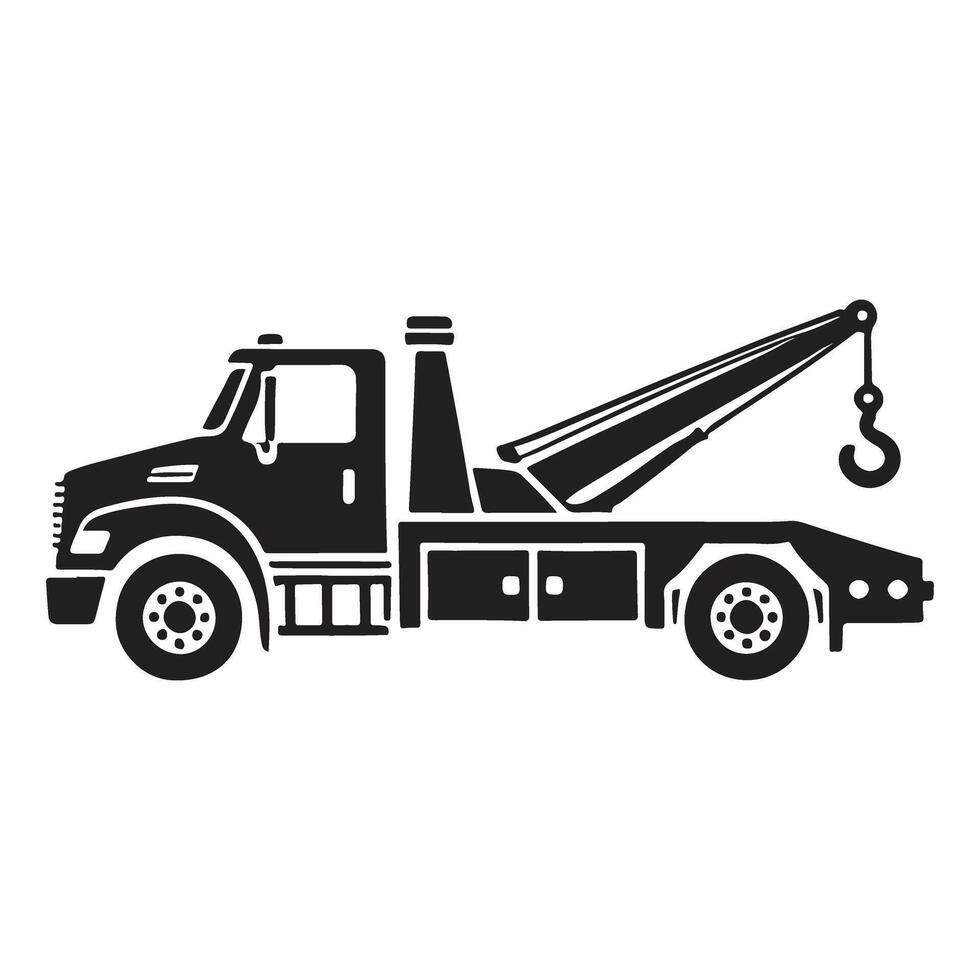 Detailed Silhouette of a Tow Truck vector