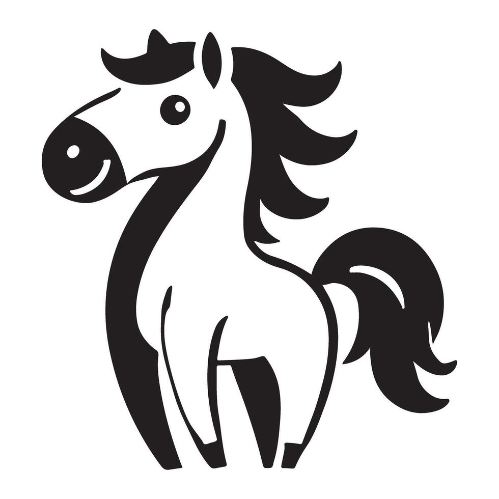 Cute Cartoon Horse Silhouette Illustration vector