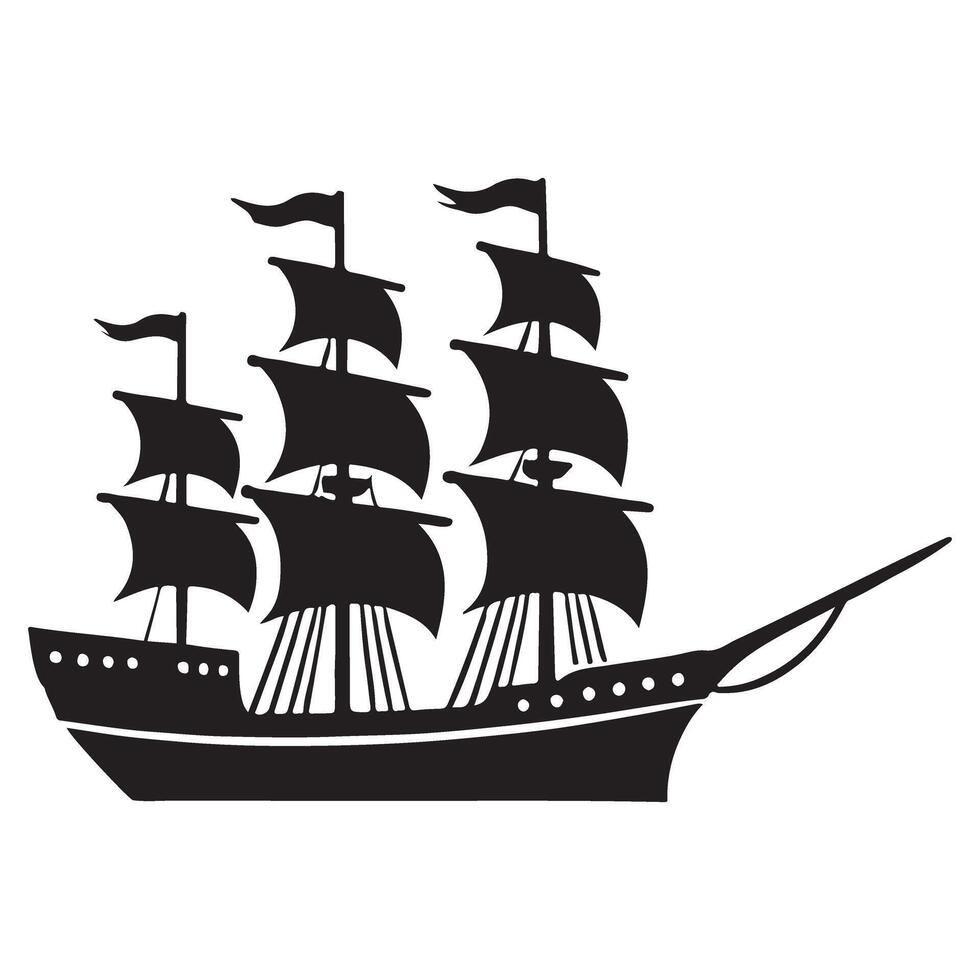 Elegant Sailing Ship Silhouette Illustration vector