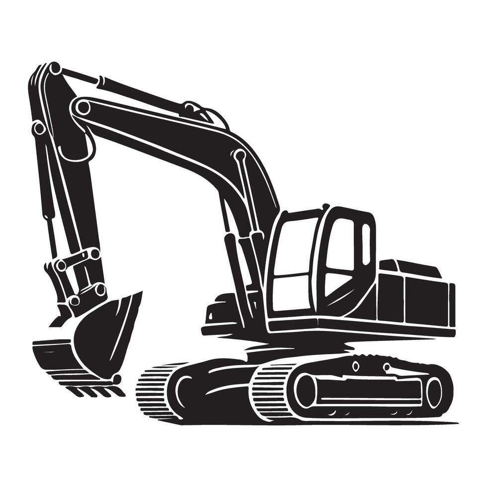 Excavator Machine Silhouette design Illustration vector
