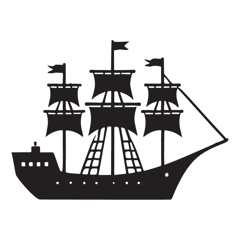 Classic Sailing Ship Silhouette Illustration vector