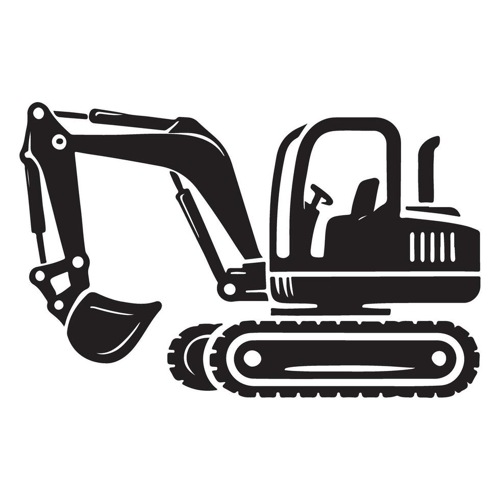 Powerful Excavator Silhouette Illustration vector