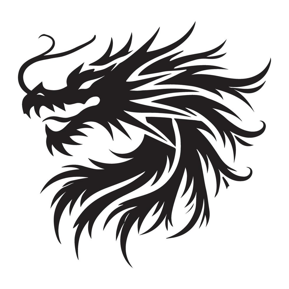 Intricate Dragon Head Silhouette Graphic vector