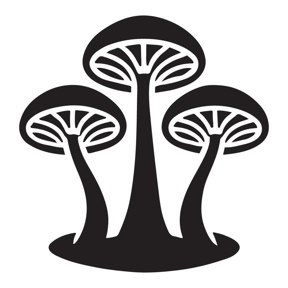 Trio of Mushrooms Silhouette Illustration vector