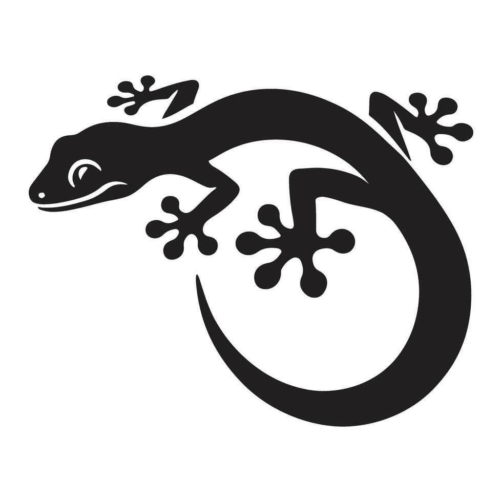 Curled Gecko Silhouette Illustration Design vector