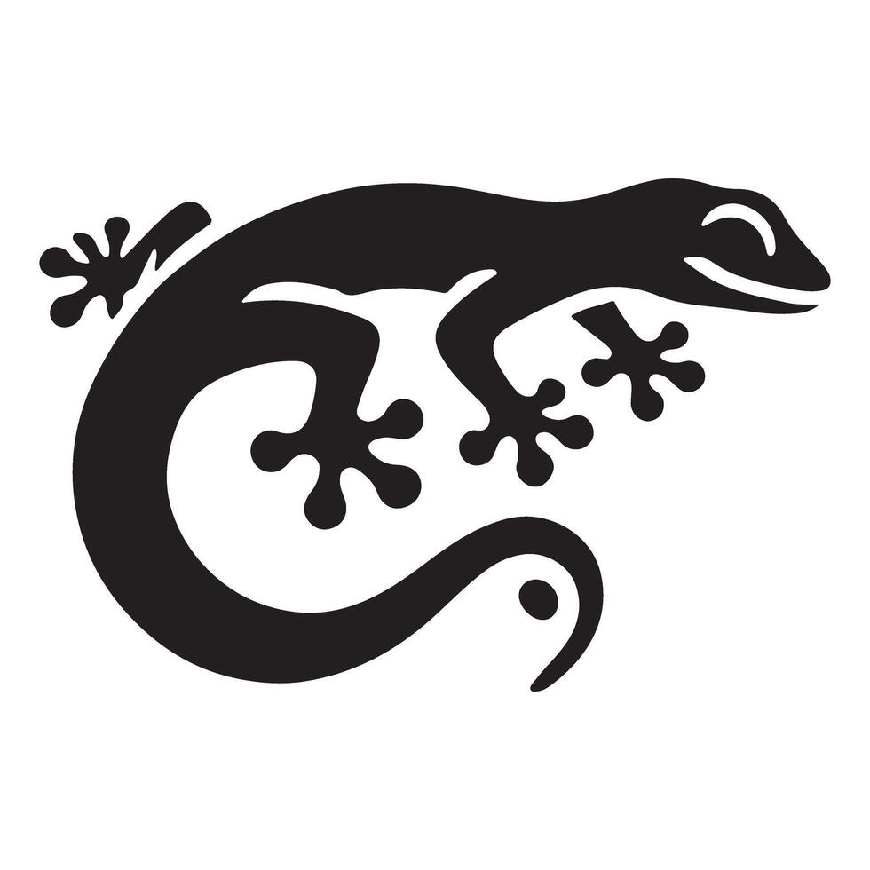 Gecko Silhouette Illustration Reptile Tribal Style Design vector