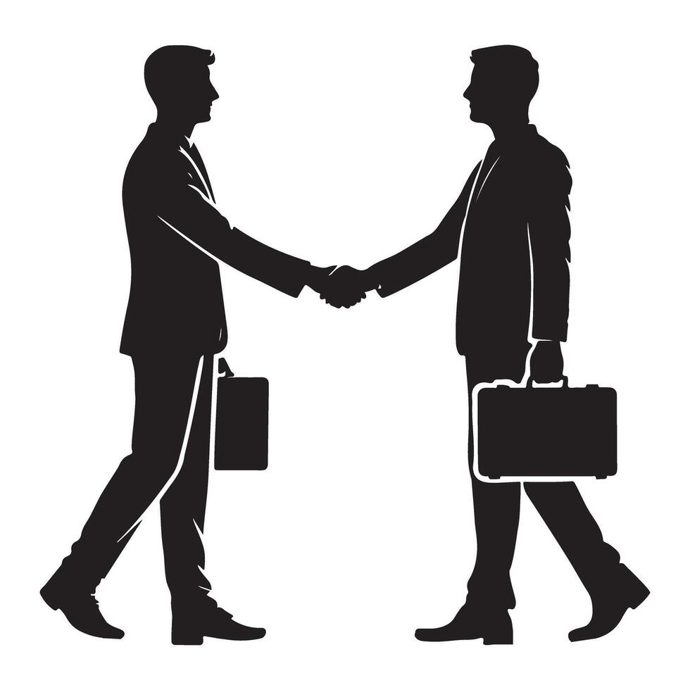 Businessmen Handshake Silhouette Illustration Deal Partnership vector