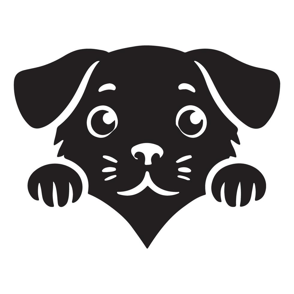 Puppy Peeking Silhouette Illustration Cute Dog Animal vector