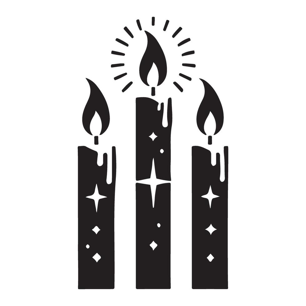 Three Candles Silhouette Illustration Art vector