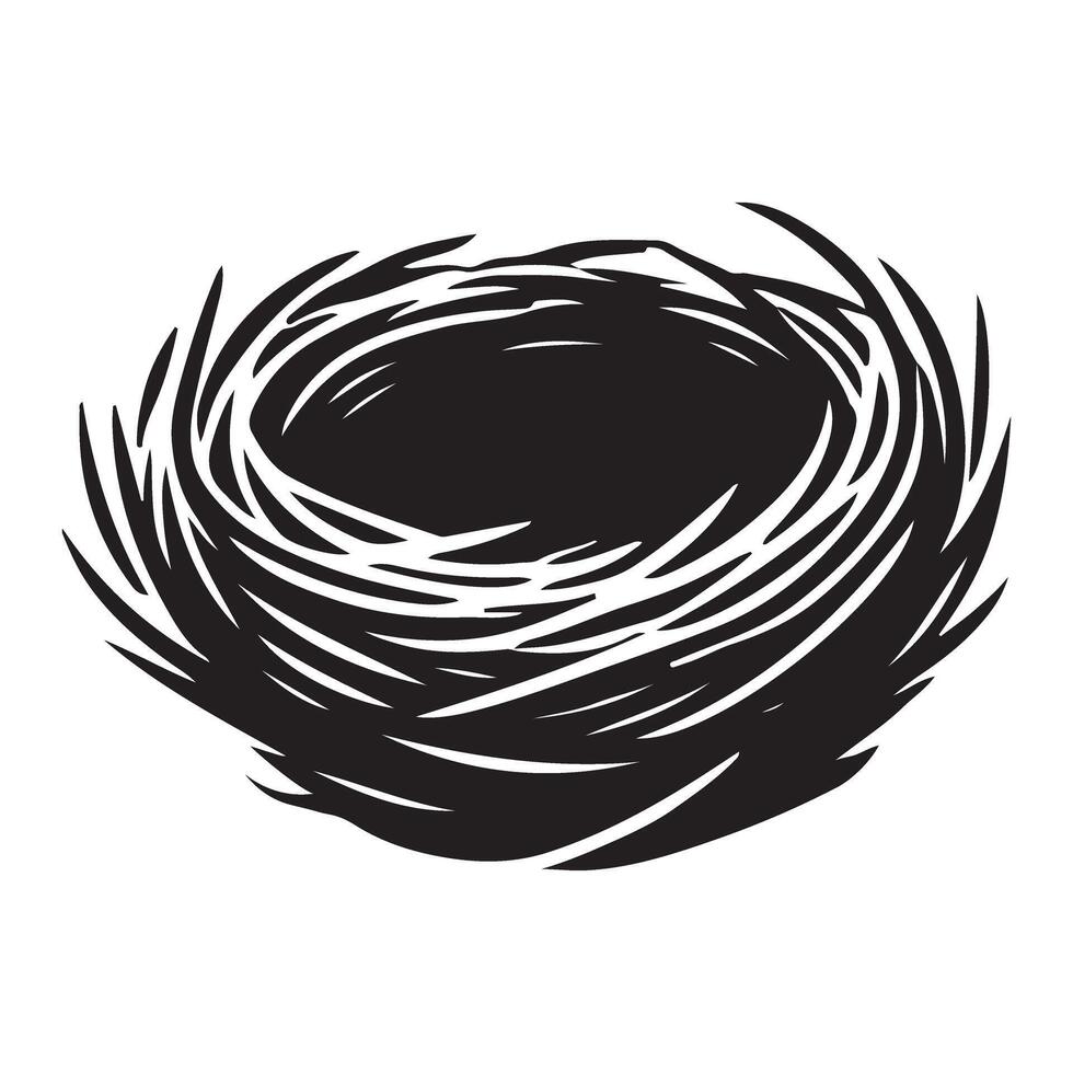 Bird Nest Silhouette Illustration Design vector