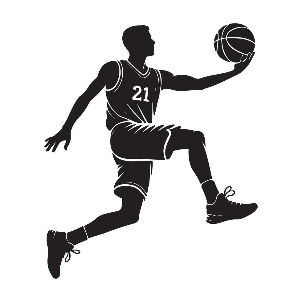 Dynamic Basketball Player Silhouette Illustration vector