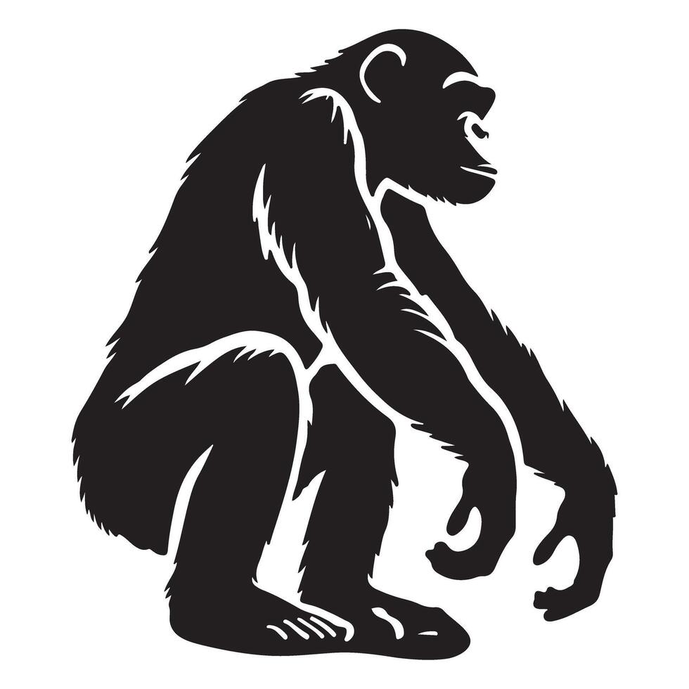 Chimpanzee Silhouette Illustration vector